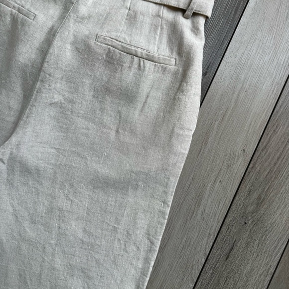 Zara Women’s Linen High-Waisted Cream Wide-Leg Pants With Belt | Size: Small - Picture 5 of 7
